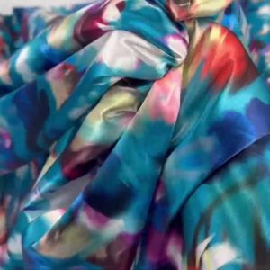 Apparel Fabric |  1yd Blue Blurred Floral Silky Charmeuse Fabric