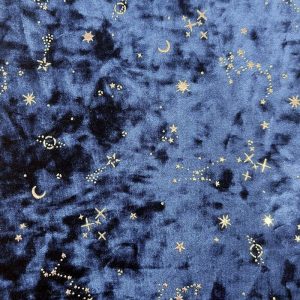 Apparel Fabric |  1yd Blue Celestial Star On Velvet Fabric