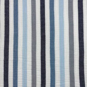 Apparel Fabric |  1yd Blue Multi Stripe Bubble Gauze Fabric