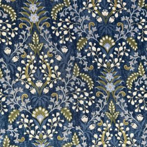 Apparel Fabric |  1yd Blue Vintage Damask Jersey Knit Fabric