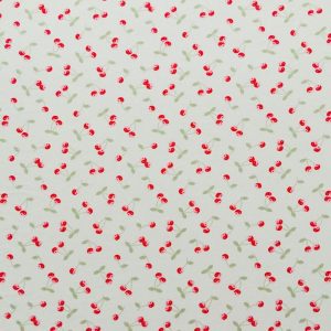 Apparel Fabric |  1yd Cherry Yin Yang on Cream Jersey Knit Fabric