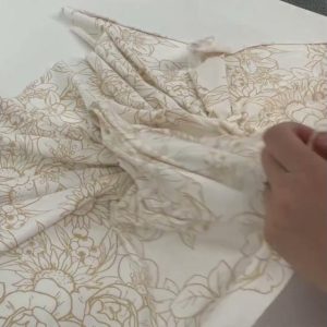 Apparel Fabric |  1yd Cream & Beige Floral Double Brush Jersey Knit Fabric