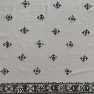 Apparel Fabric |  1yd Geometric Icons on Cream Embroidered Poplin Fabric