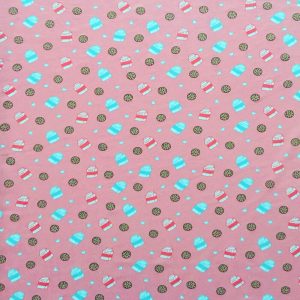 Apparel Fabric |  1yd Light Pink Cookies n Milk Jersey Knit Fabric