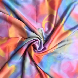 Apparel Fabric |  1yd Multi Rainbow Ombre Lightweight Charmeuse Fabric