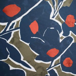 Apparel Fabric |  1yd Olive & Navy Oversize Floral Jersey Knit Fabric