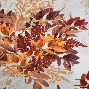 Apparel Fabric |  1yd Orange Fall Floral Cluster Silky Crepe Fabric