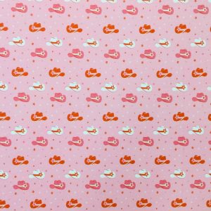 Apparel Fabric |  1yd Pink Western Icons Jersey Knit