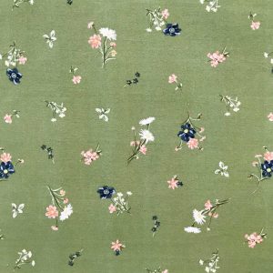 Apparel Fabric |  1yd Sage Small Bouquets Double Brush Jersey Knit Fabric