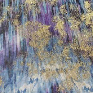 Apparel Fabric |  1yd Tie Dyed Cosmic Metallic Knit with Foil Fabric