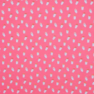 Apparel Fabric |  1yd Western Ghosts on Pink Halloween Jersey Knit Fabric