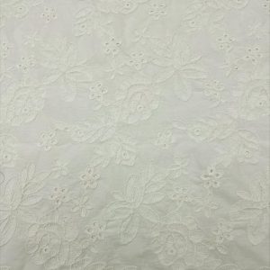 Apparel Fabric |  1yd White Floral Eyelet Cotton Fabric