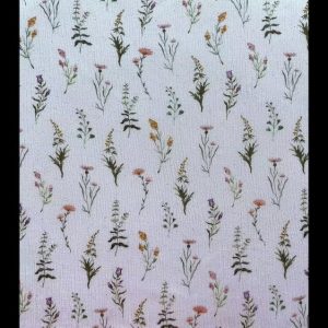 Apparel Fabric |  1yd White Pressed Wildflower Crinkle Rayon Fabric