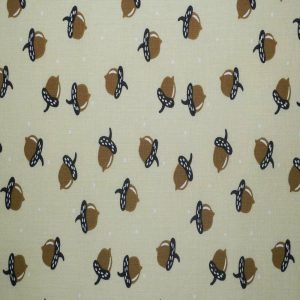 Cotton Fabric |  1yd Acorns & Dots on Tan Quilt Cotton Fabric