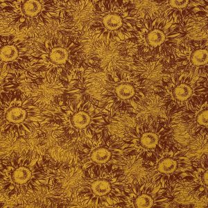 Cotton Fabric |  1yd Autumn Sketched Sunflowers Quilt Cotton Fabric