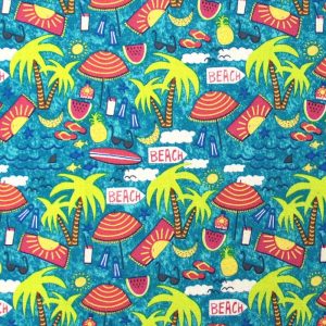 Cotton Fabric |  1yd Beach Scene Cotton Fabric