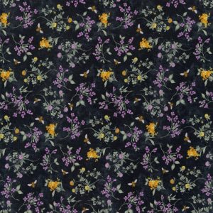 Cotton Fabric |  1yd Bees & Lavender Black Premium Cotton Fabric