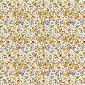 Cotton Fabric |  1yd Bees & Orange Flowers Premium Cotton Fabric