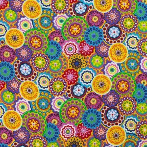 Cotton Fabric |  1yd Bright Packed Circle Geometrics Quilt Cotton Fabric