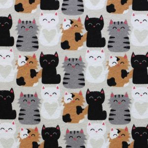 Cotton Fabric |  1yd Close Together Cats Super Snuggle Flannel Fabric