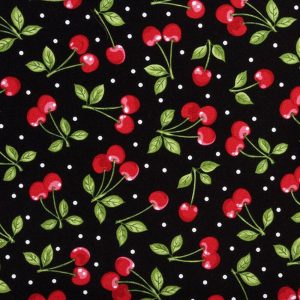 Cotton Fabric |  1yd Dots & Cherries Cotton Fabric