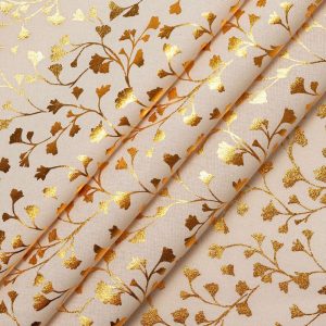 Cotton Fabric |  1yd Gold Ditsy Floral Quilt Foil Cotton Fabric