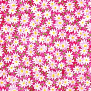 Cotton Fabric |  1yd Packed Daisies Cotton Fabric Pink