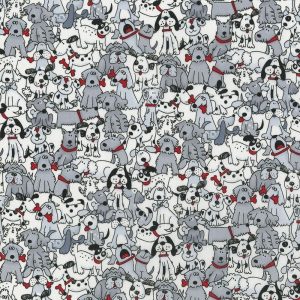 Cotton Fabric |  1yd Playful Pups with Bones Cotton Fabric