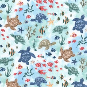 Cotton Fabric |  1yd Seaturtles & Friends Cotton Fabric