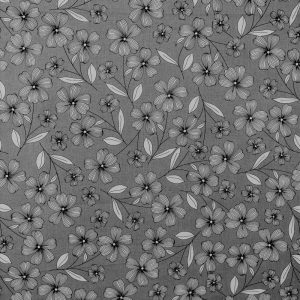 Cotton Fabric |  1yd Sketch Floral on Gray Quilt Cotton Fabric