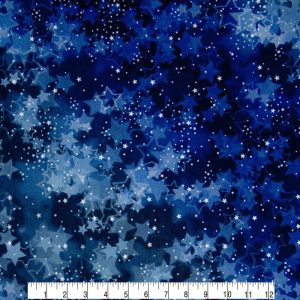 Cotton Fabric |  1yd Starry Night on Blue Quilt Cotton Fabric