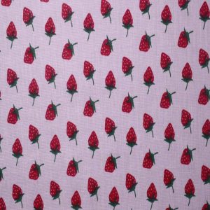 Cotton Fabric |  1yd Strawberries on Pink Craft Cotton Fabric