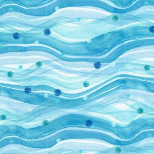 Cotton Fabric |  1yd Teal Ocean Waves Cotton Fabric