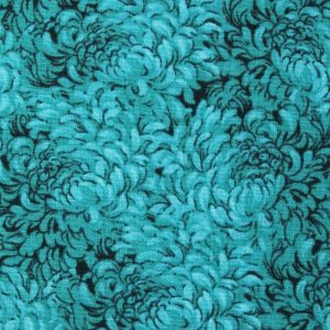 Cotton Fabric |  1yd Teal Packed Petals Quilt Cotton Fabric