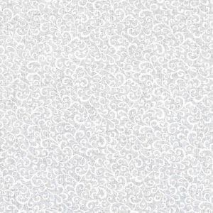 Cotton Fabric |  1yd White Scroll Quilt Cotton Fabric