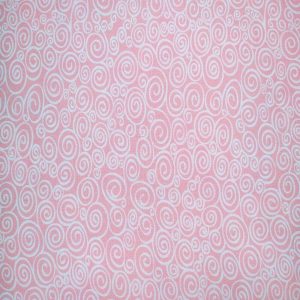 Cotton Fabric |  1yd White Swirls on Rose Quilt Cotton Fabric