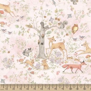 Cotton Fabric |  1yd Woodland Buddies Nursery Cotton Fabric