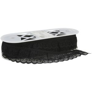 Fabric Trims |  1yd 2 tier Line Lace Trim 2” Black