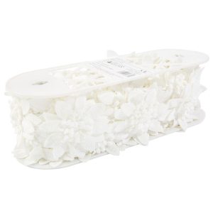 Fabric Trims |  1yd 3.25″ White Flower Dimentional Trim