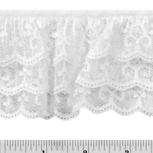 Fabric Trims |  1yd 3 tier Ruffled Lace Trim 2.5”