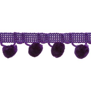 Fabric Trims |  1yd Ball Fringe Trim 1.13” Purple