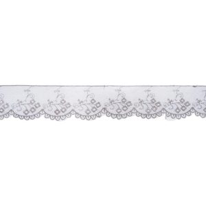 Fabric Trims |  1yd Embroidered Scalloped Mesh Lace Trim 2” Light Gray