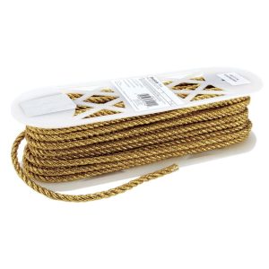 Fabric Trims |  1yd Large Metallic Twisted Cord Trim 0.25” Gold