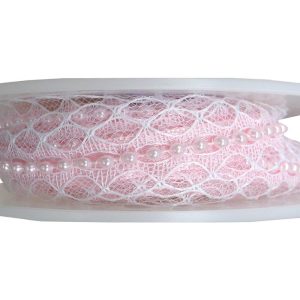 Fabric Trims |  1yd Soft Pink 3/4in Pearls On Beading Trim