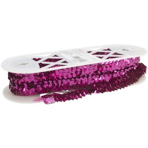 Fabric Trims |  1yd Stretchy Elastic Sequin Trim 0.88” Fuchsia