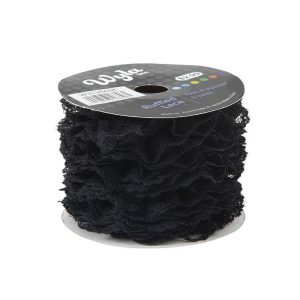 Fabric Trims |  1yd Wyla Sew on Ruffled Lace Trim Black