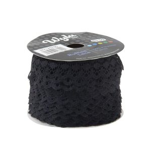 Fabric Trims |  1yd Wyla Sew on Ruffled Lace Trim Black