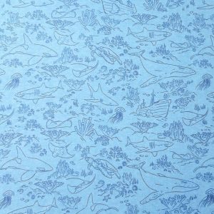 Flannel Fabric |  1yd Blue Underwater Outline Super Snuggle Flannel Fabric