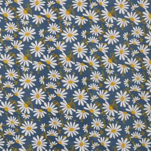 Flannel Fabric |  1yd Daisies On Blue Super Snuggle Flannel Fabric