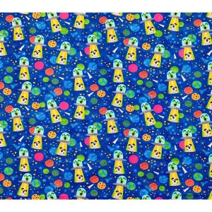 Flannel Fabric |  1yd Dog in Space on Blue Super Snuggle Flannel Fabric